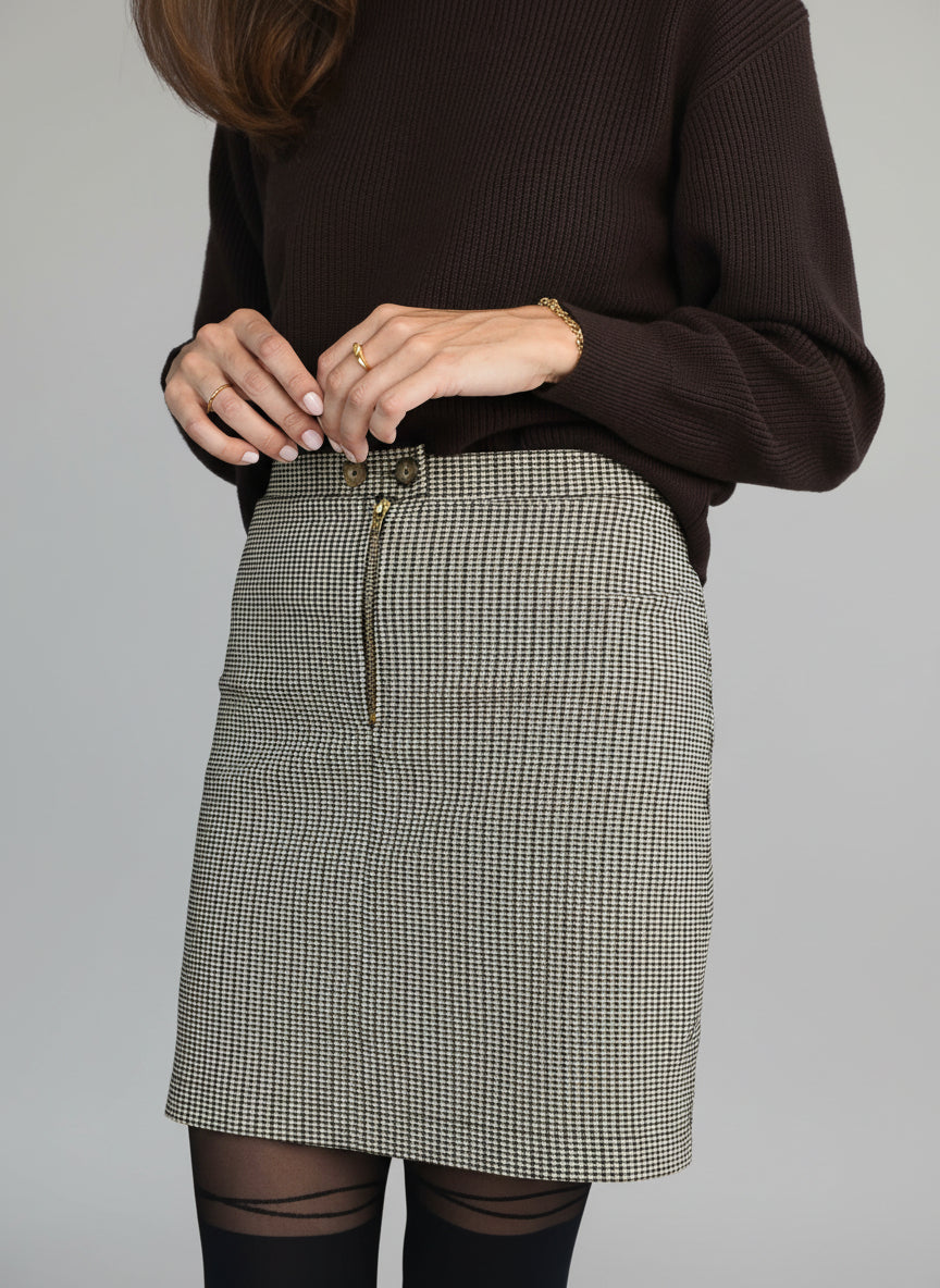 mini jupe à carreaux avec zip