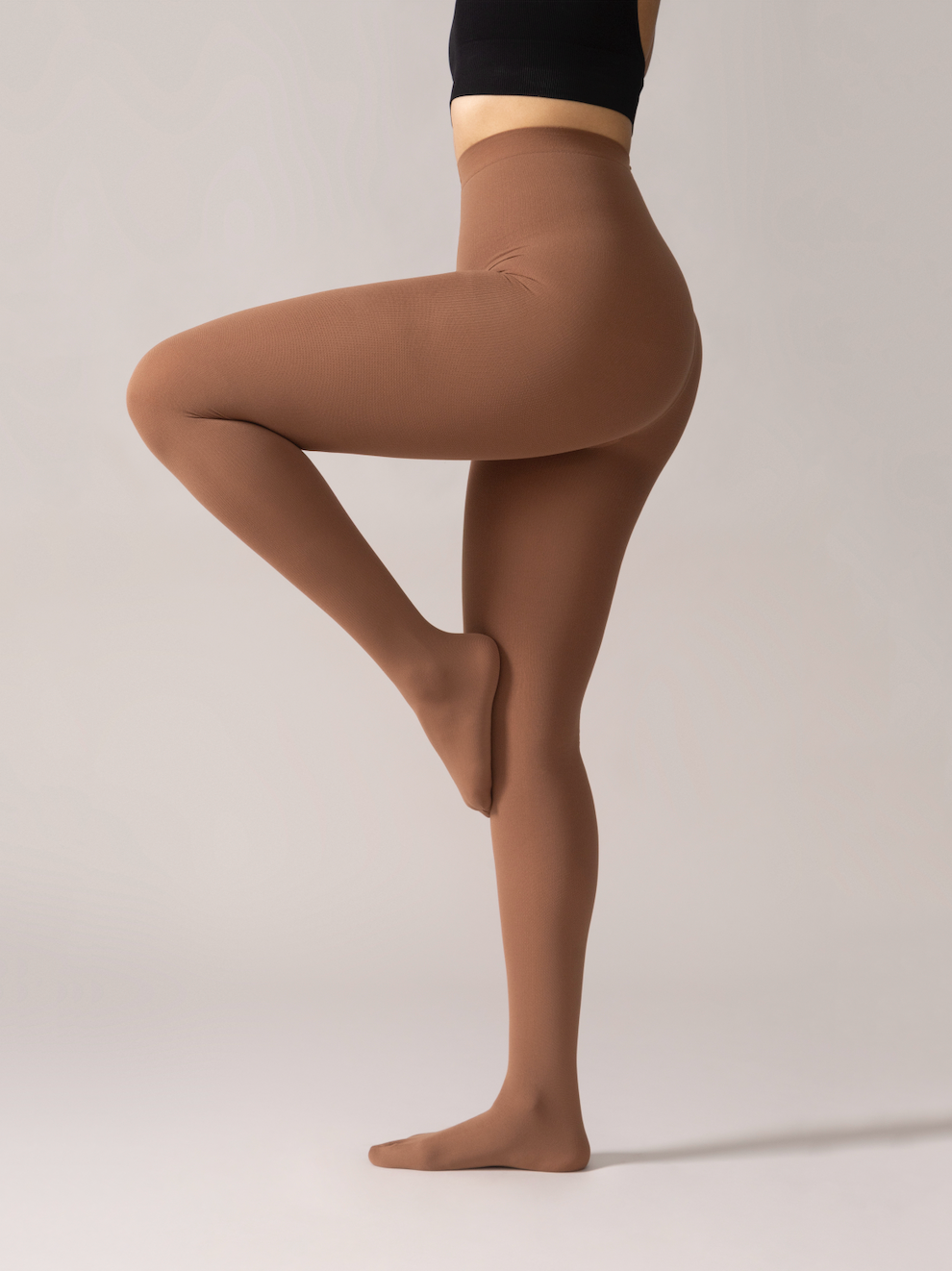 Warm Fleece Tights in Coffee