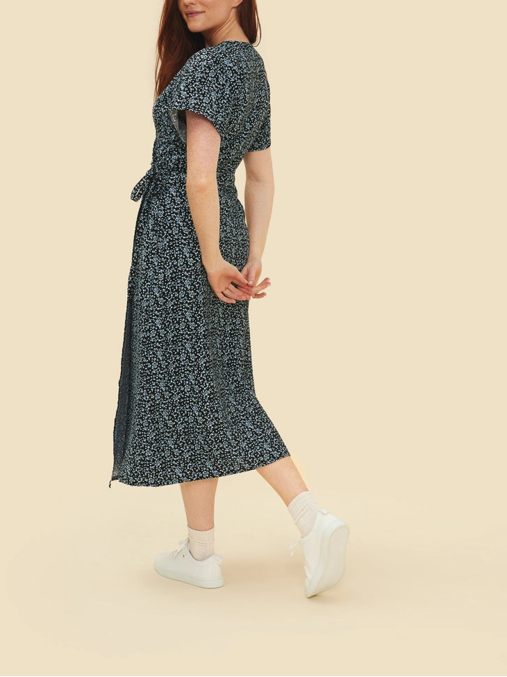 Blue-floral-print-midi-wrap-dress-canada