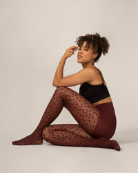 Mini Leopard Tights in Zinfandel