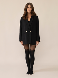 Lace Crown Over-the-Knee Tights in Black