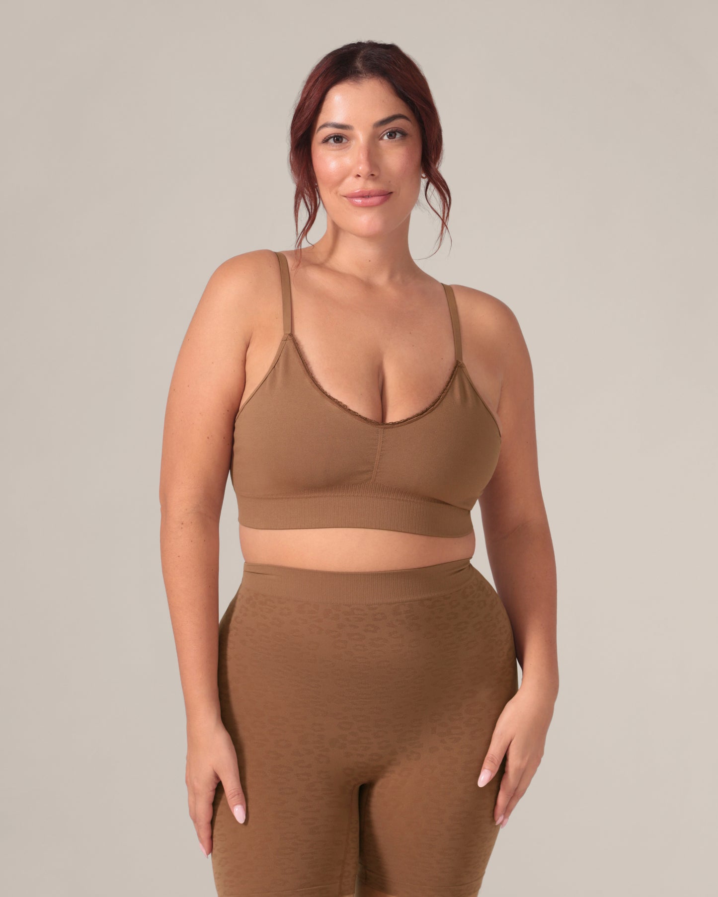Leopard Soft Touch Seamless Bralette in Coffee