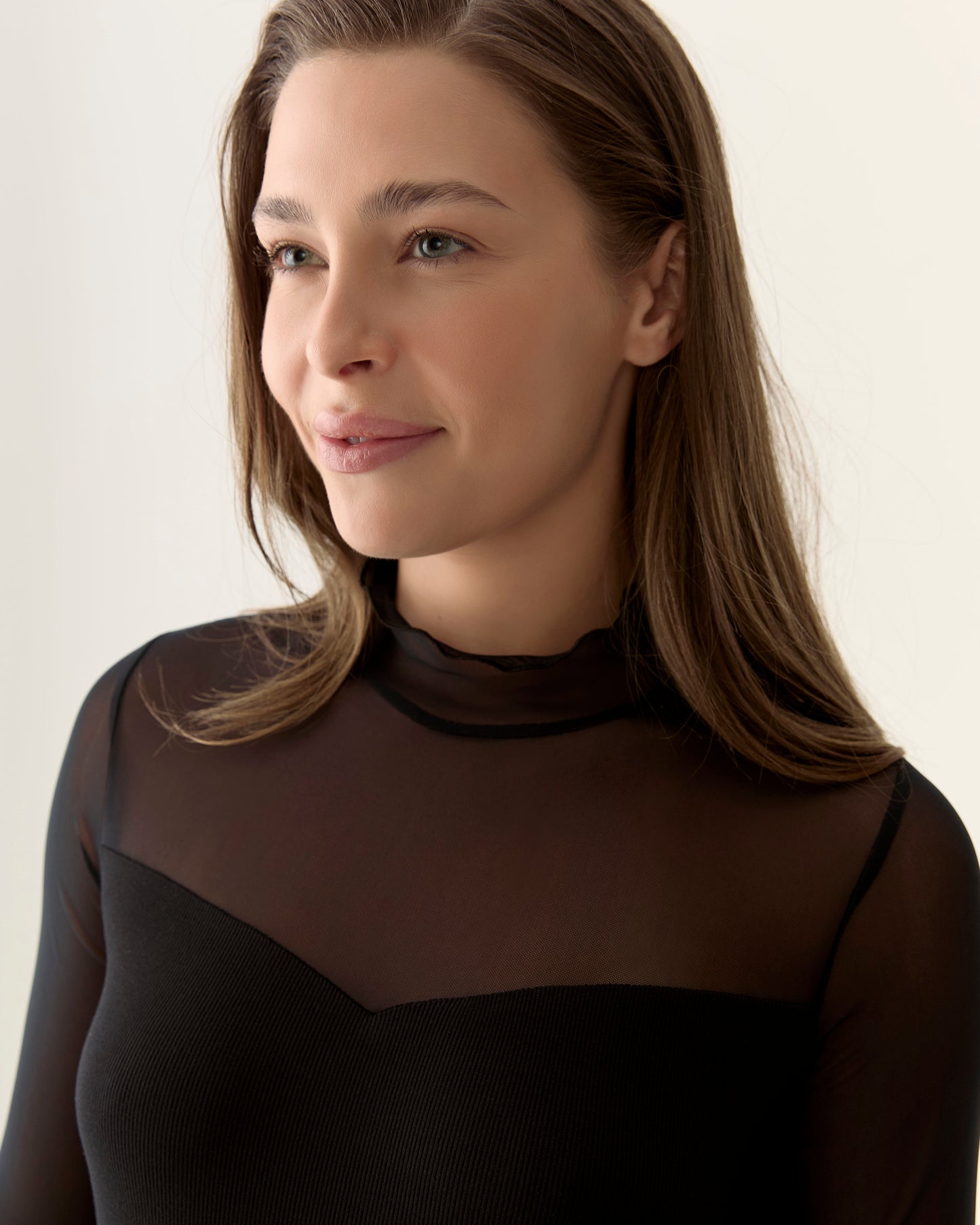 Sheer Sleeve Bodysuit in black