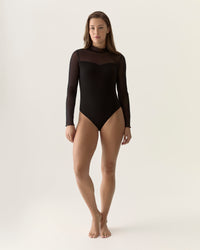 Sheer Sleeve Bodysuit in black