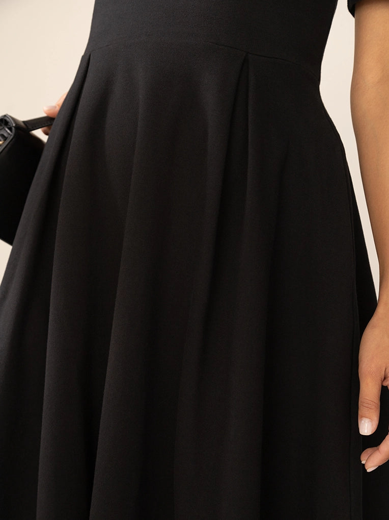 Short Sleeve Ballerina Knit Dress in Black