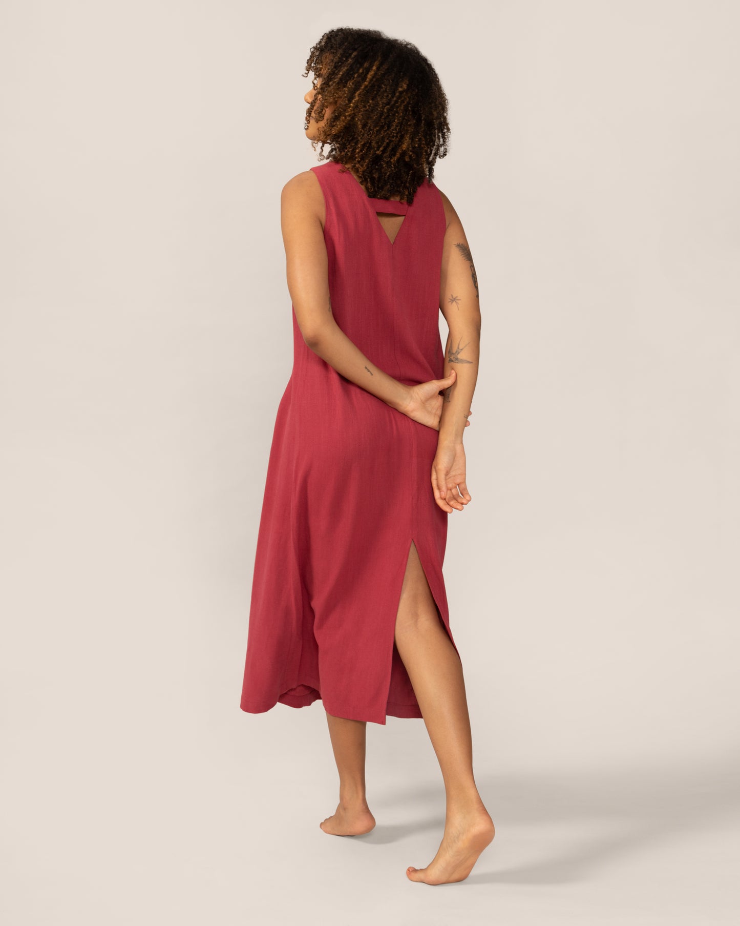 Maxi Linen Dress in Hibiscus