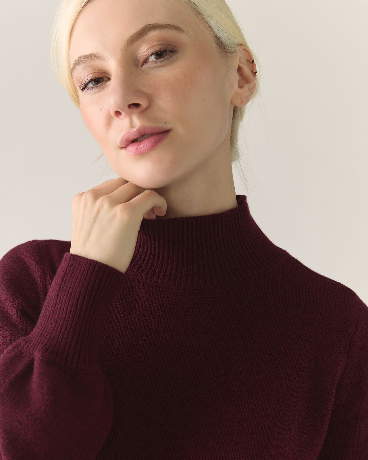 Responsible Merino Funnel Sweater Dress in Zinfandel