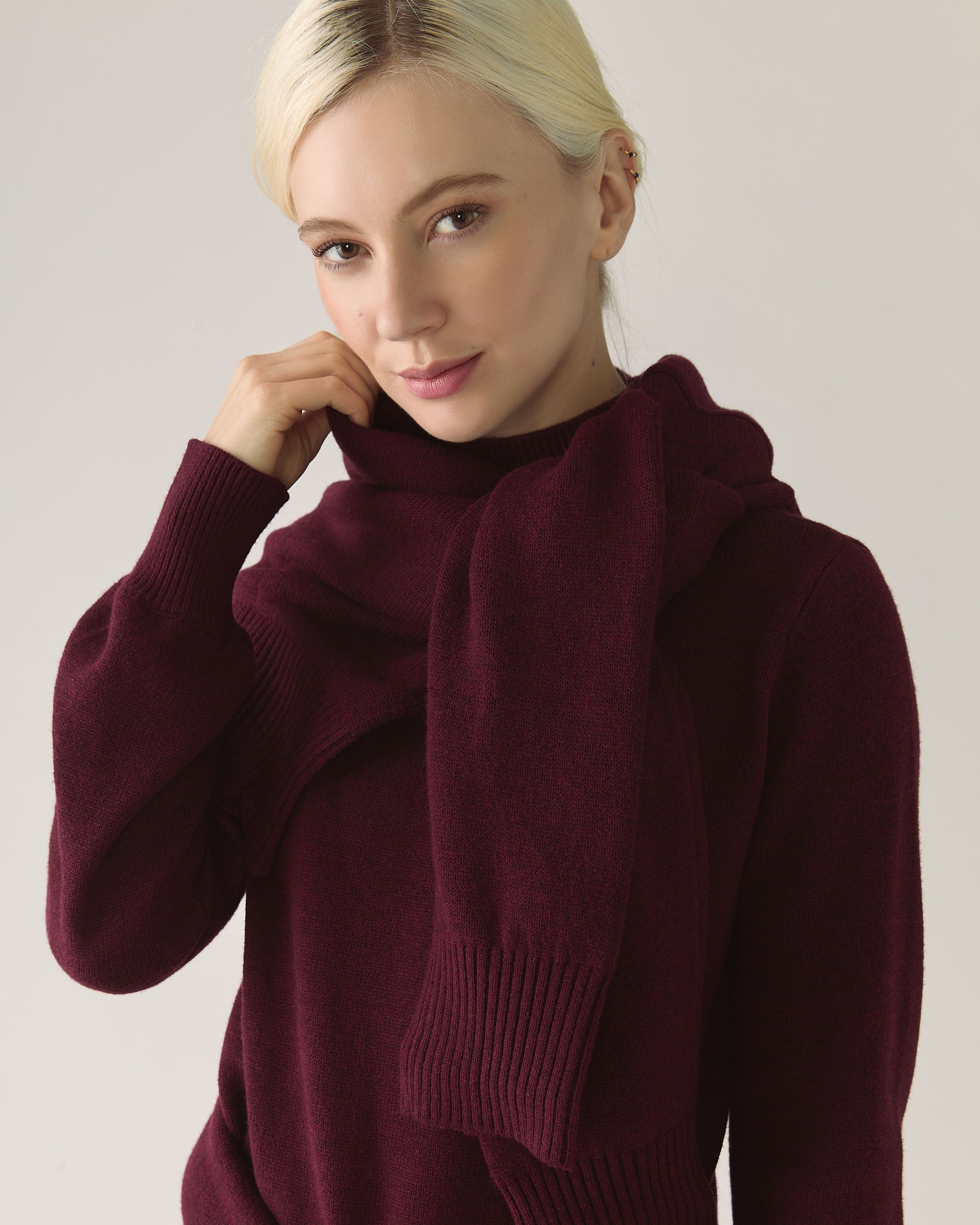 Responsible Merino Funnel Sweater Dress in Zinfandel