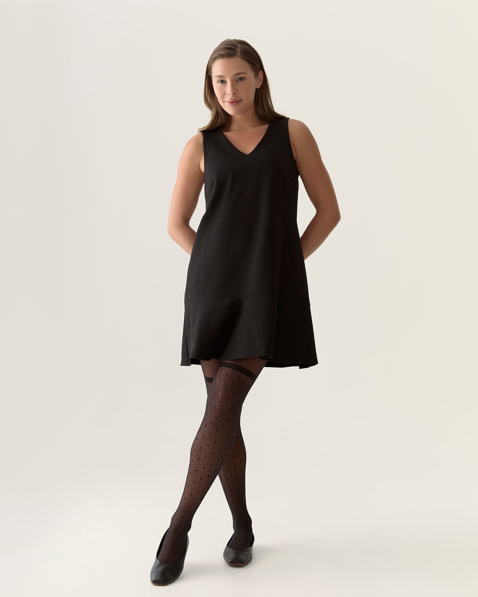 Light Ease Knit Skater Dress in Black