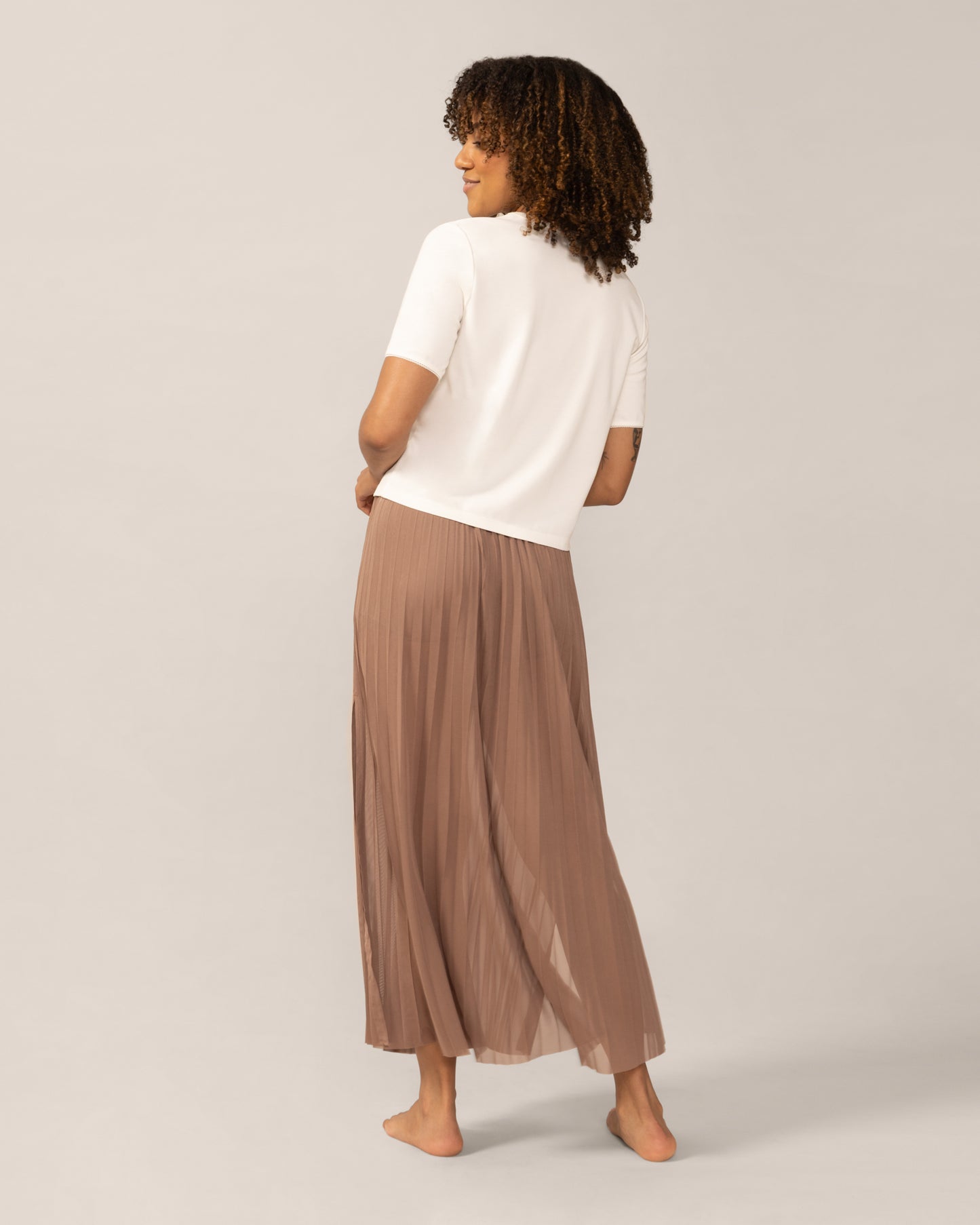 Sheer Mesh Layering Skirt in Mocha Mousse