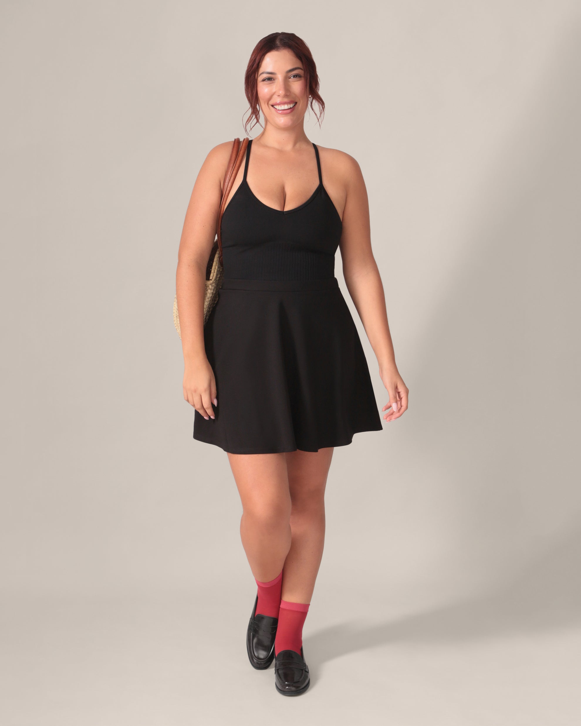 Fit and Flare Light Ease Knit OTK Skirt in Black