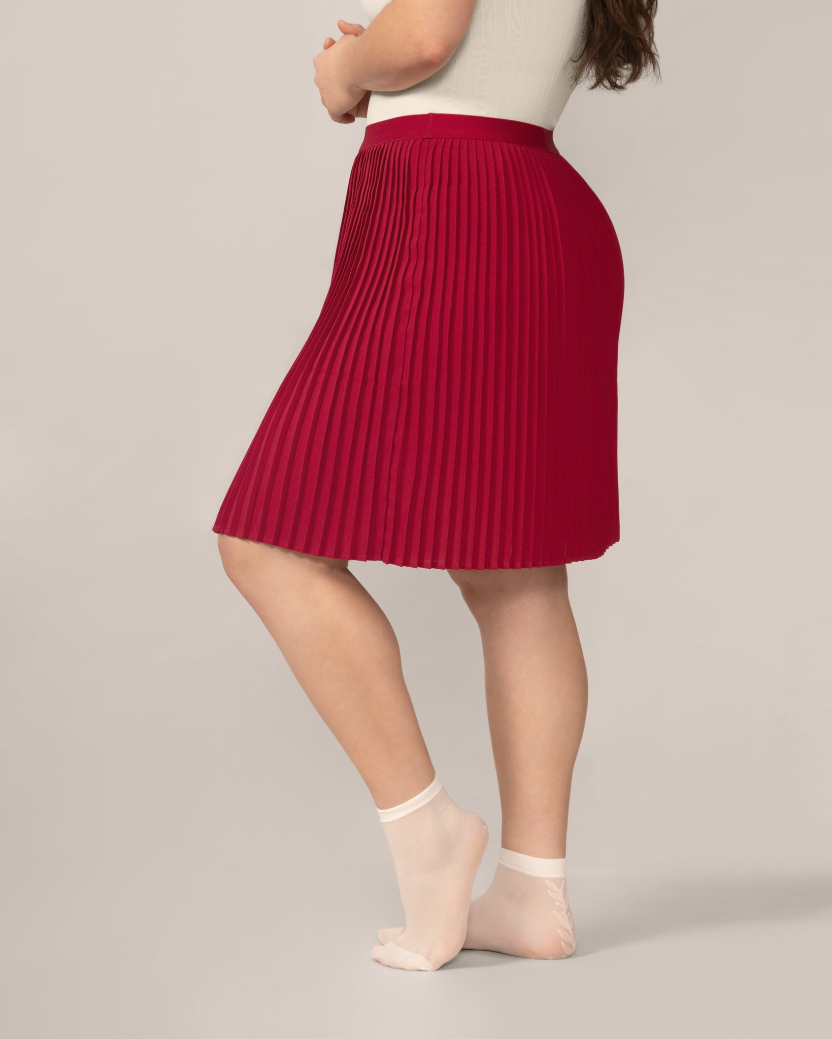 Knee-Length Pleated Skirt In Magnolia