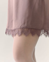Lace Trim Satin Skirt in Deep Taupe