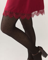 Lace Trim Satin Skirt in Pomegranate