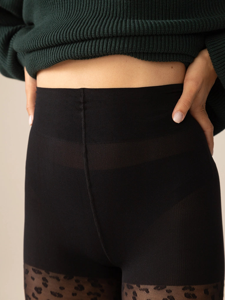 Mini Leopard Tights in Black