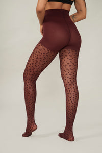 Mini Leopard Tights in Zinfandel