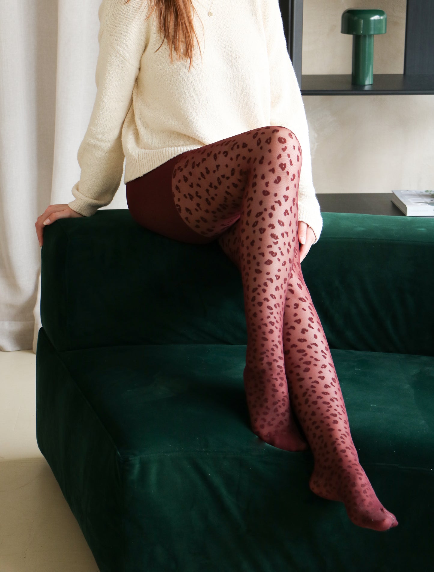 Mini Leopard Tights in Zinfandel