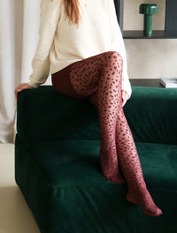 Mini Leopard Tights in Zinfandel
