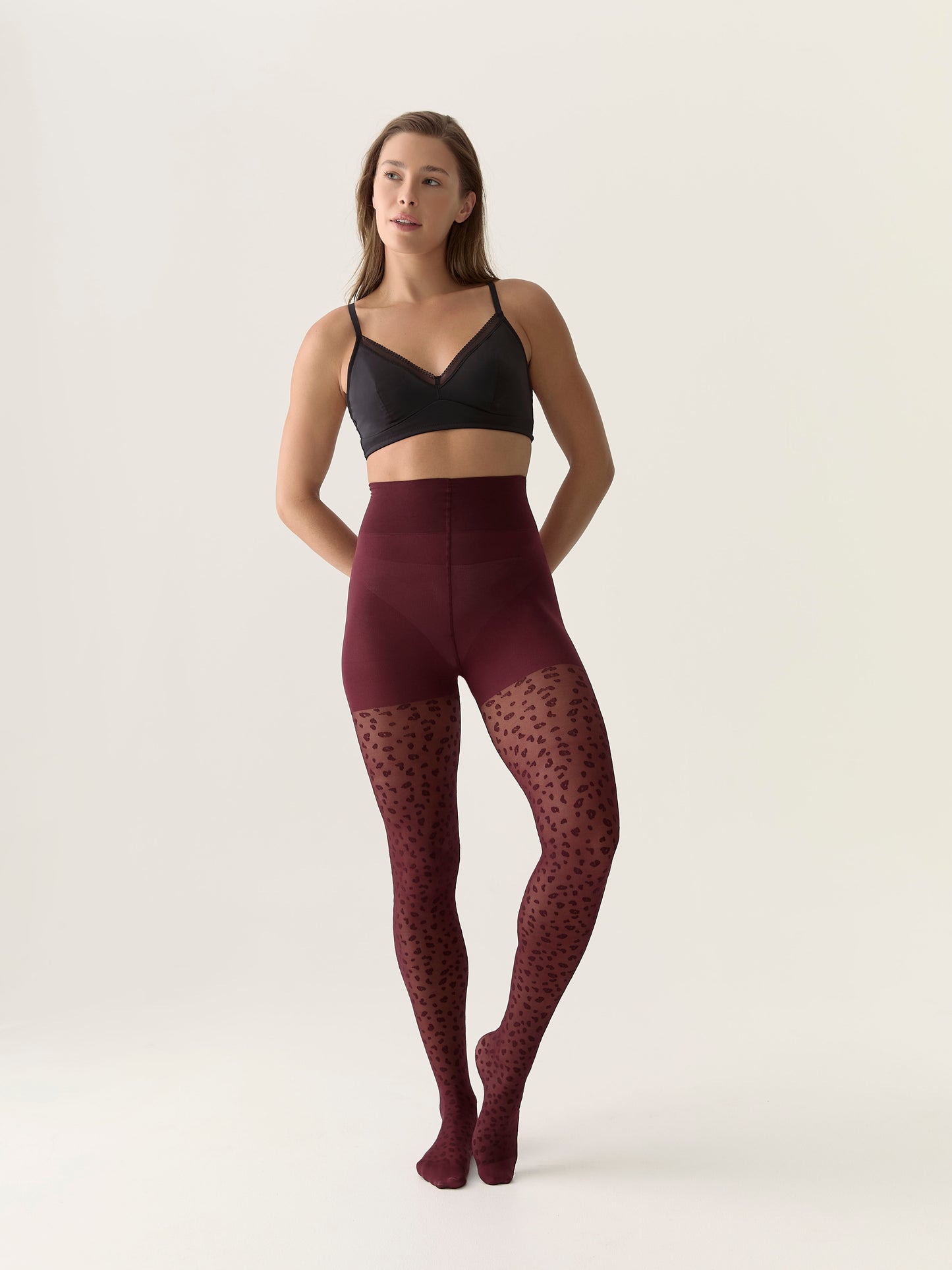 Mini Leopard Tights in Zinfandel