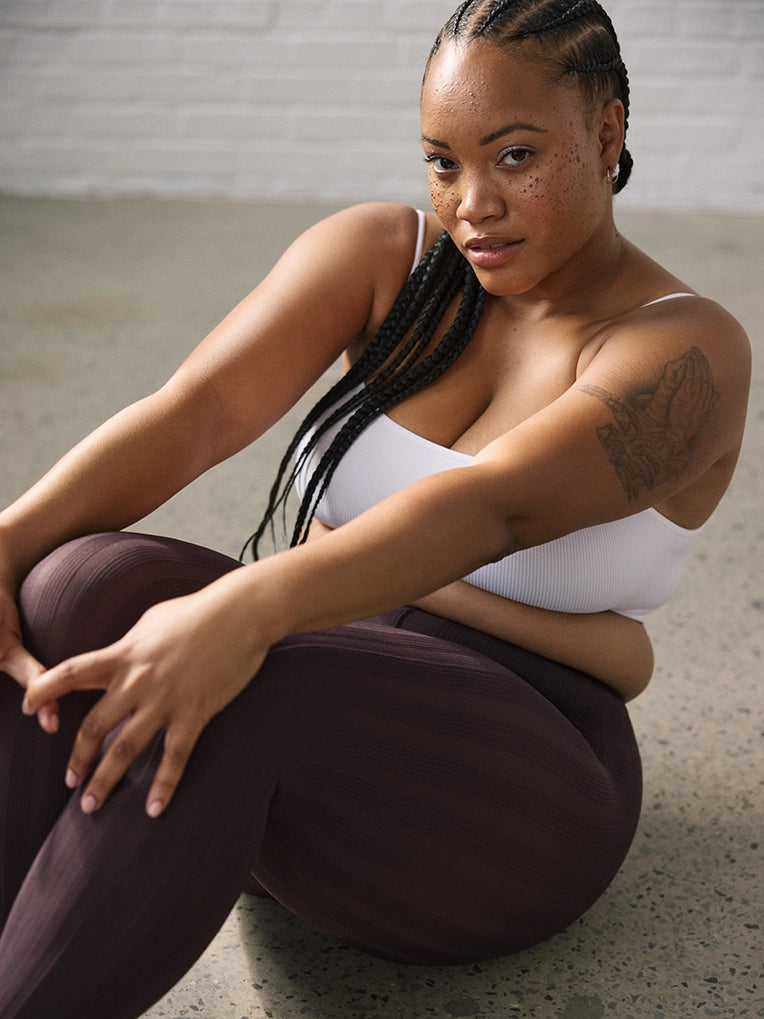 Wide Rib Opaque Tights 80D in Plum