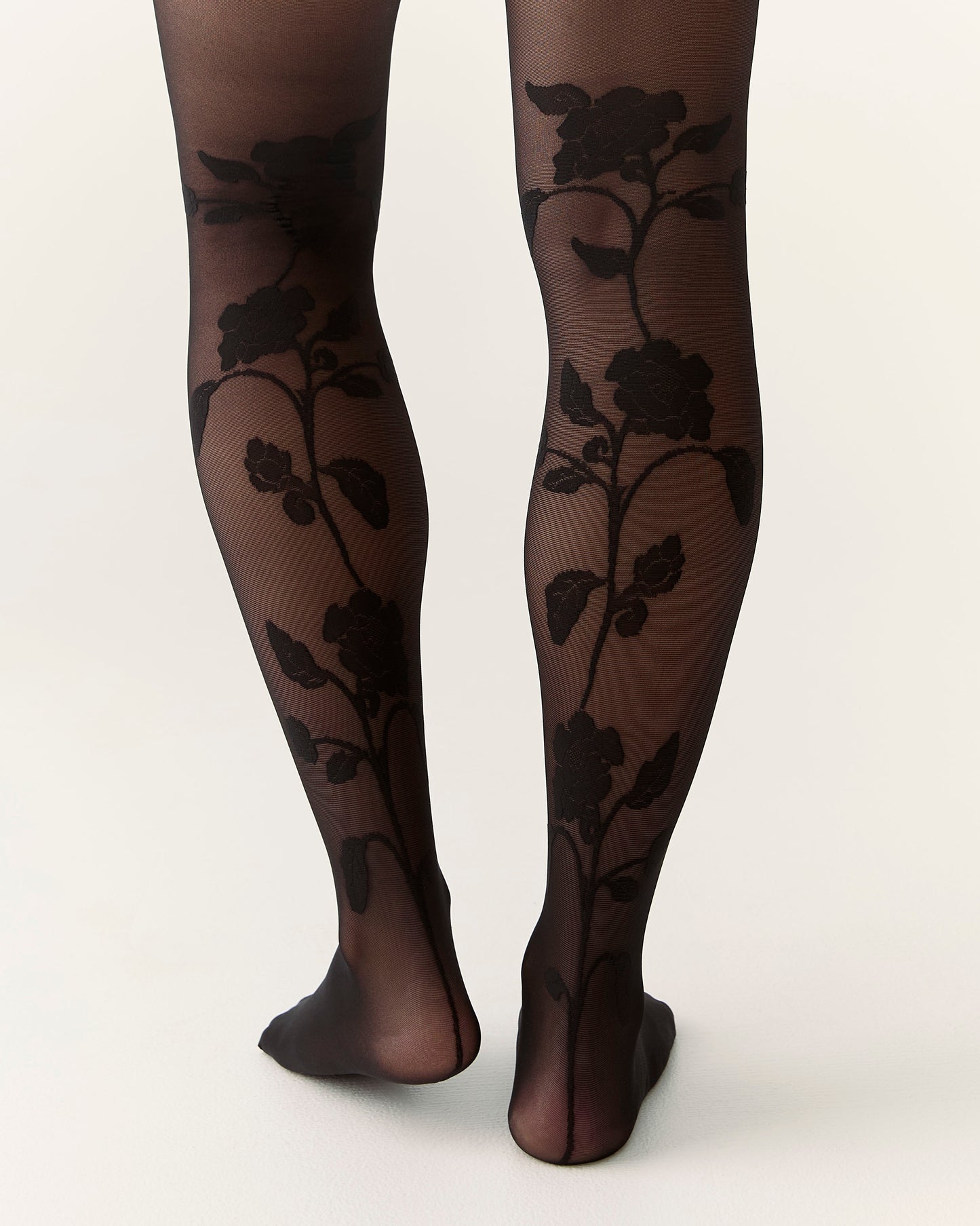 Back Flower Tights in Black