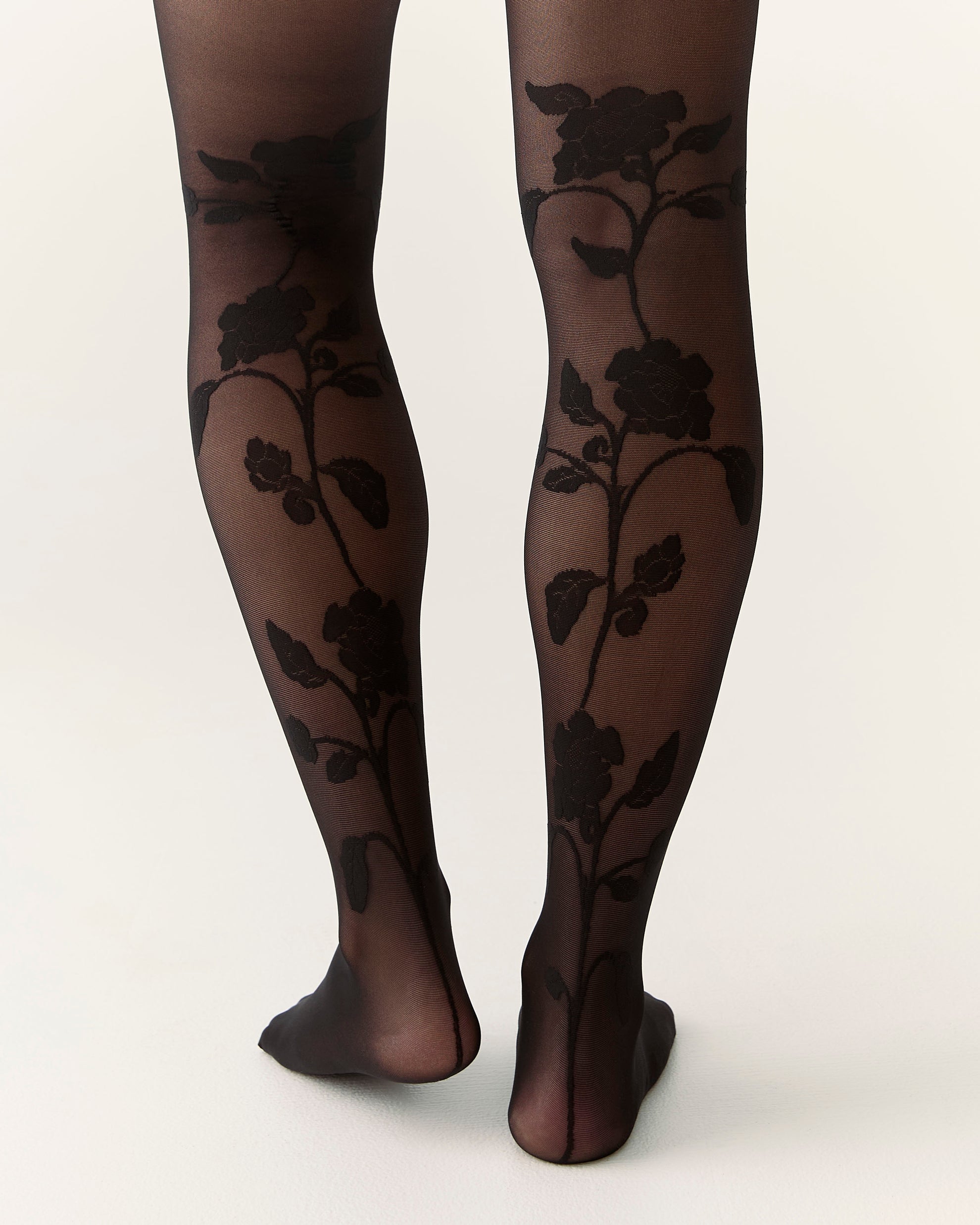 Back Flower Tights in Black