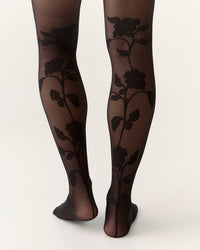 Back Flower Tights in Black