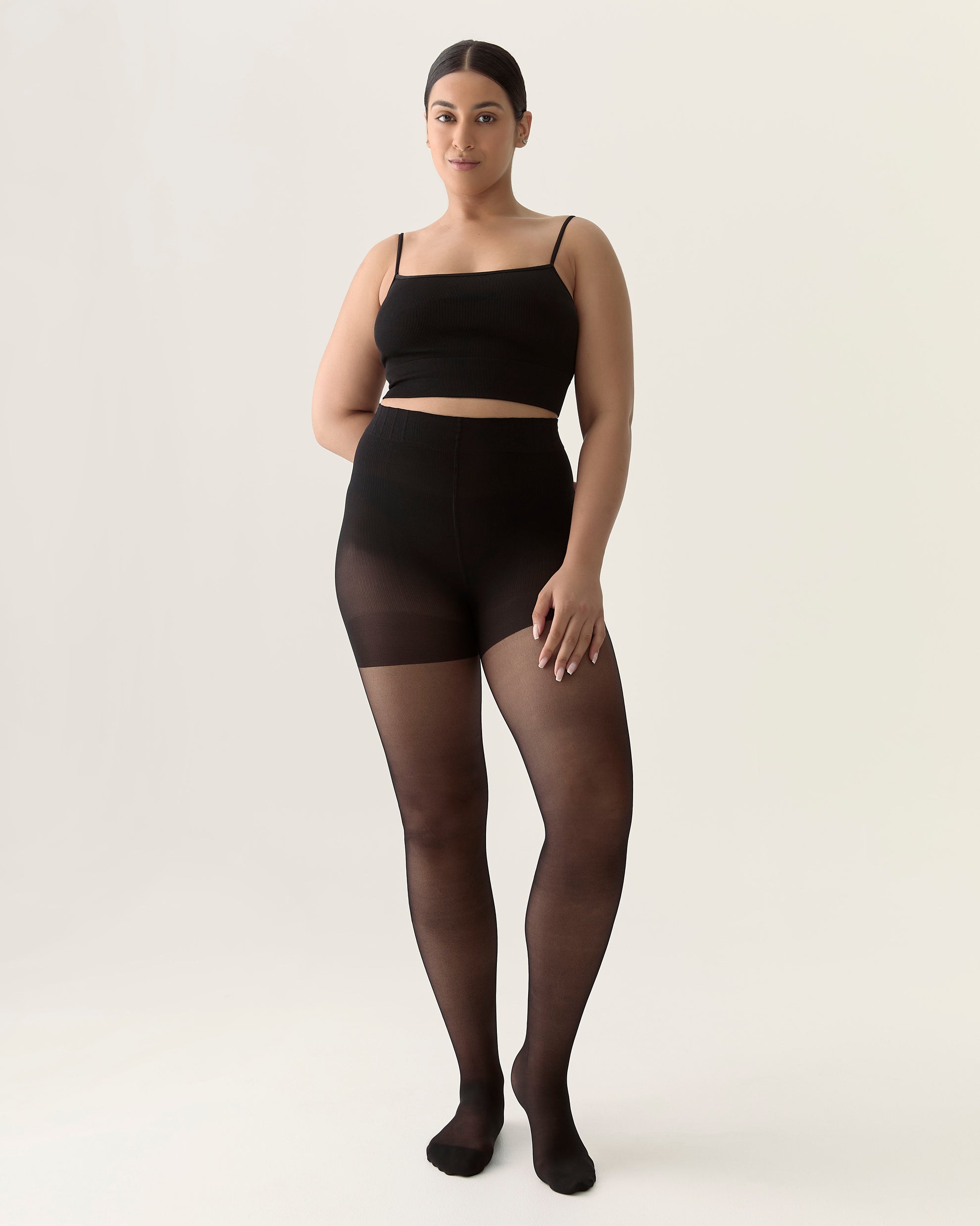 Back Flower Tights in Black