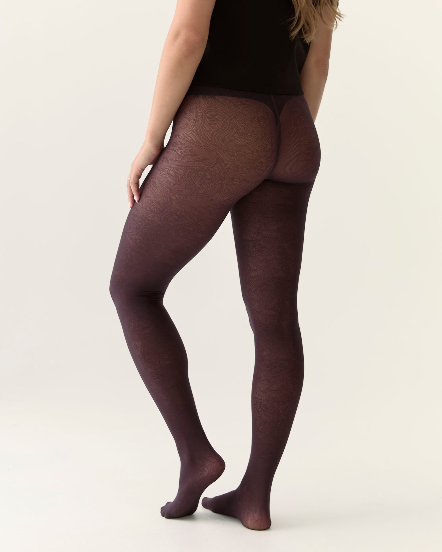 Paisley Pattern Tights in Fig