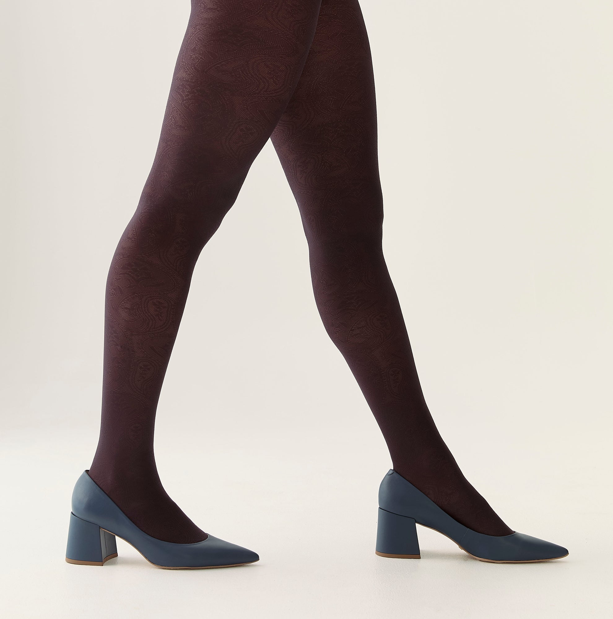Paisley Pattern Tights in Fig