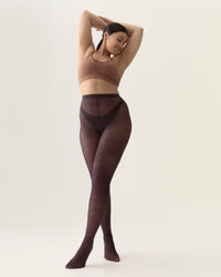 Paisley Pattern Tights in Fig