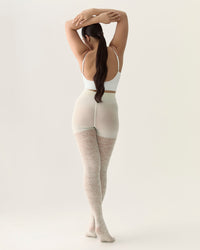 Floral Lace Contour Shaping Tights in Creamy White