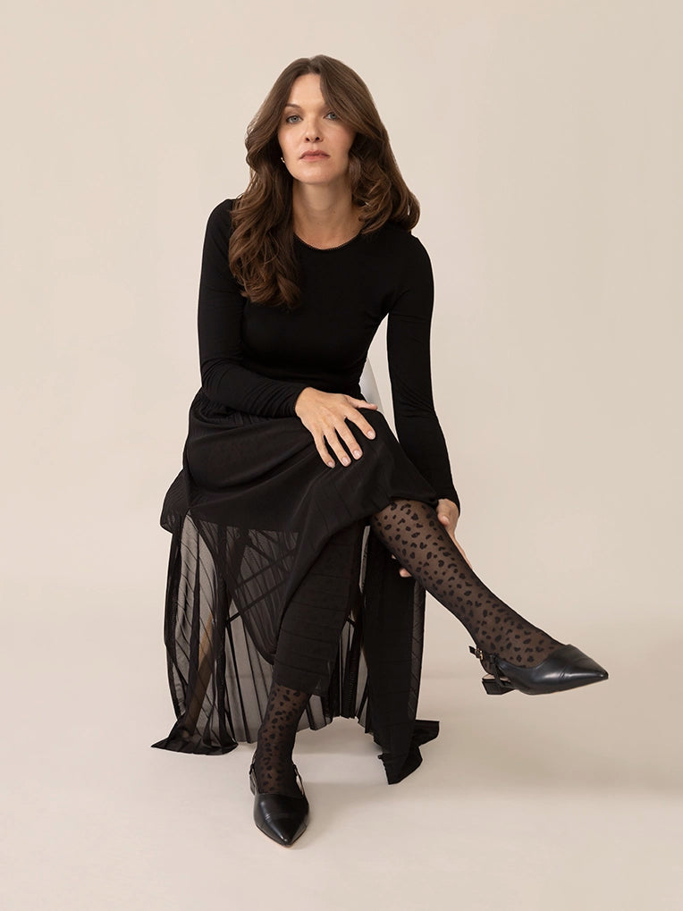 Sheer Mesh Layering Skirt in Black