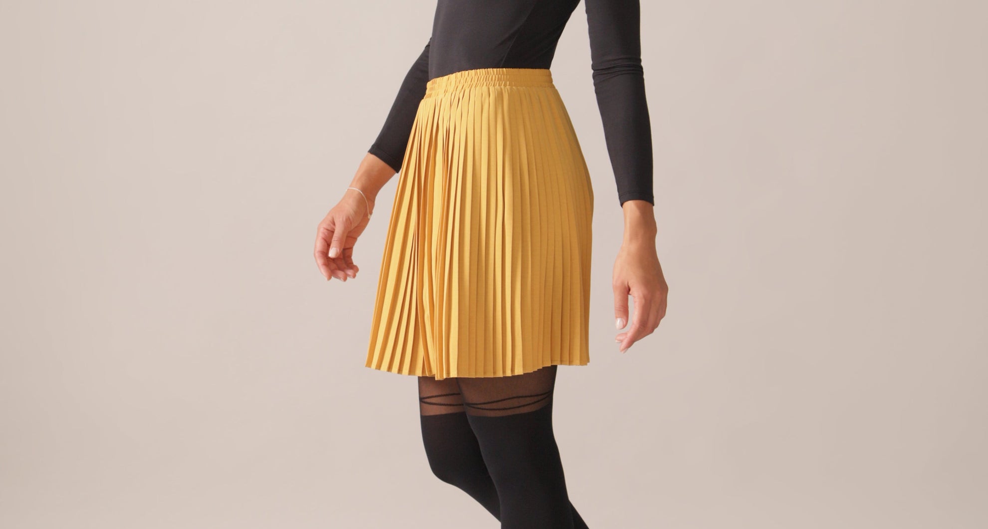 Hazel Pleated OTK Skirt in Honey Gold