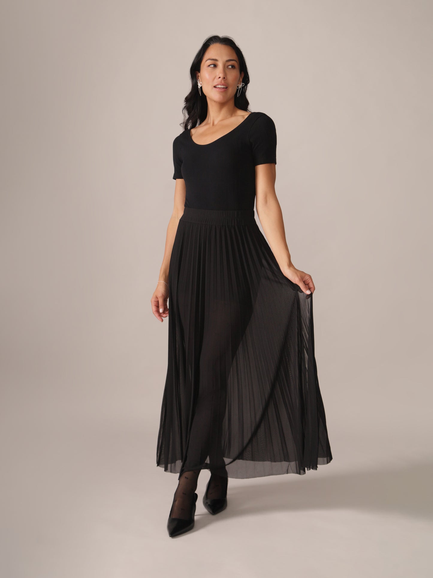 Sheer Mesh Layering Skirt in Black