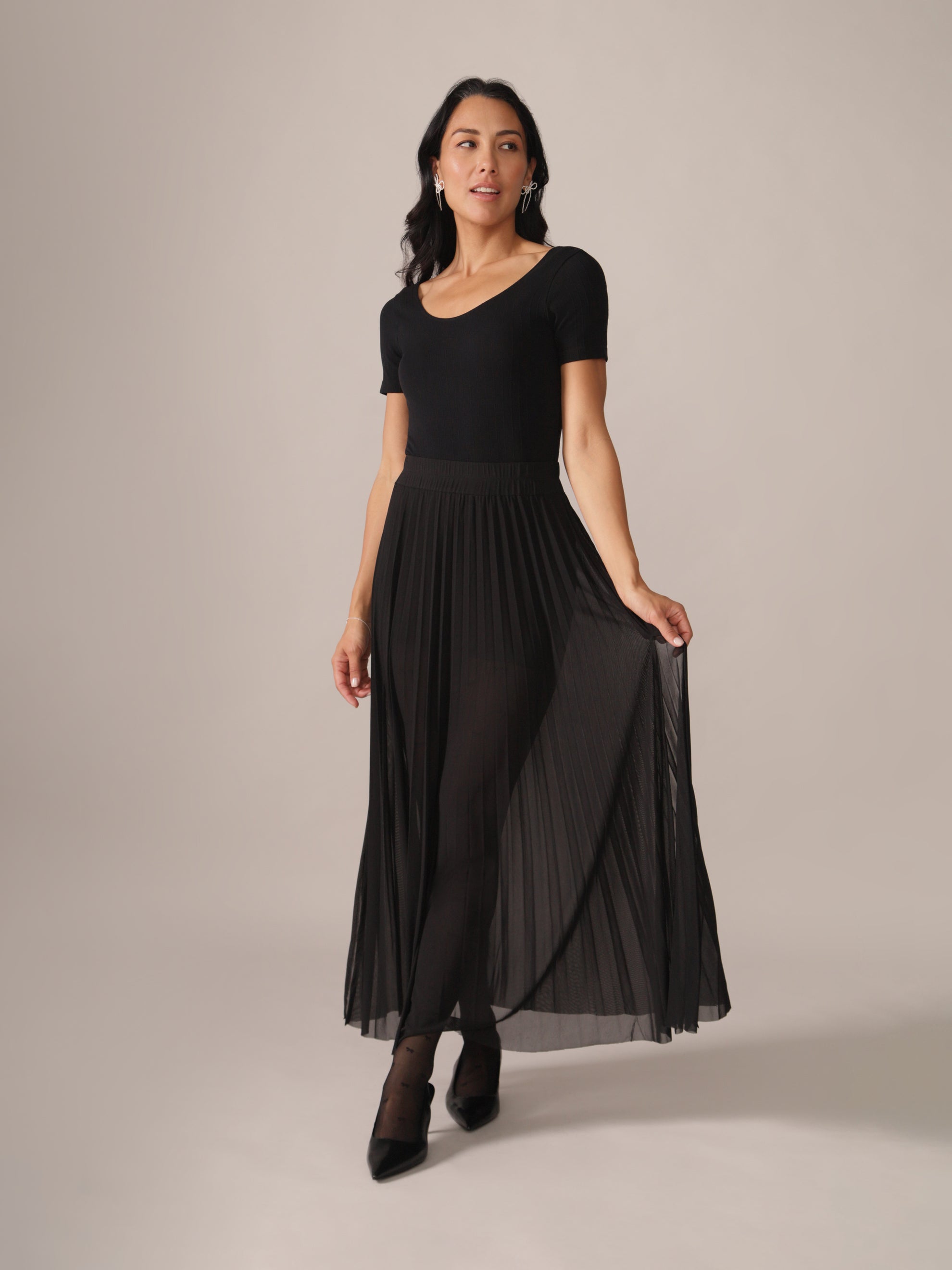 Sheer Mesh Layering Skirt in Black