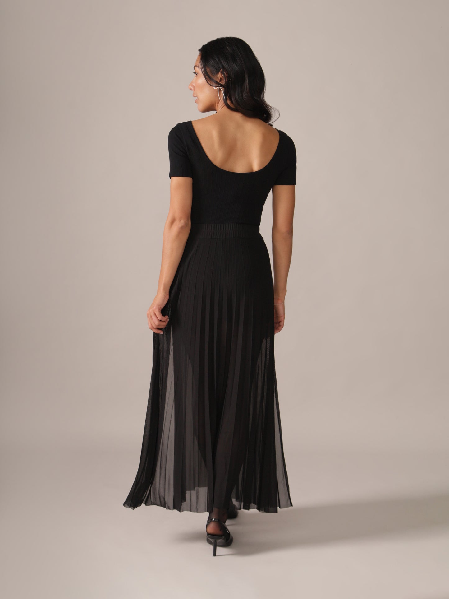 Sheer Mesh Layering Skirt in Black