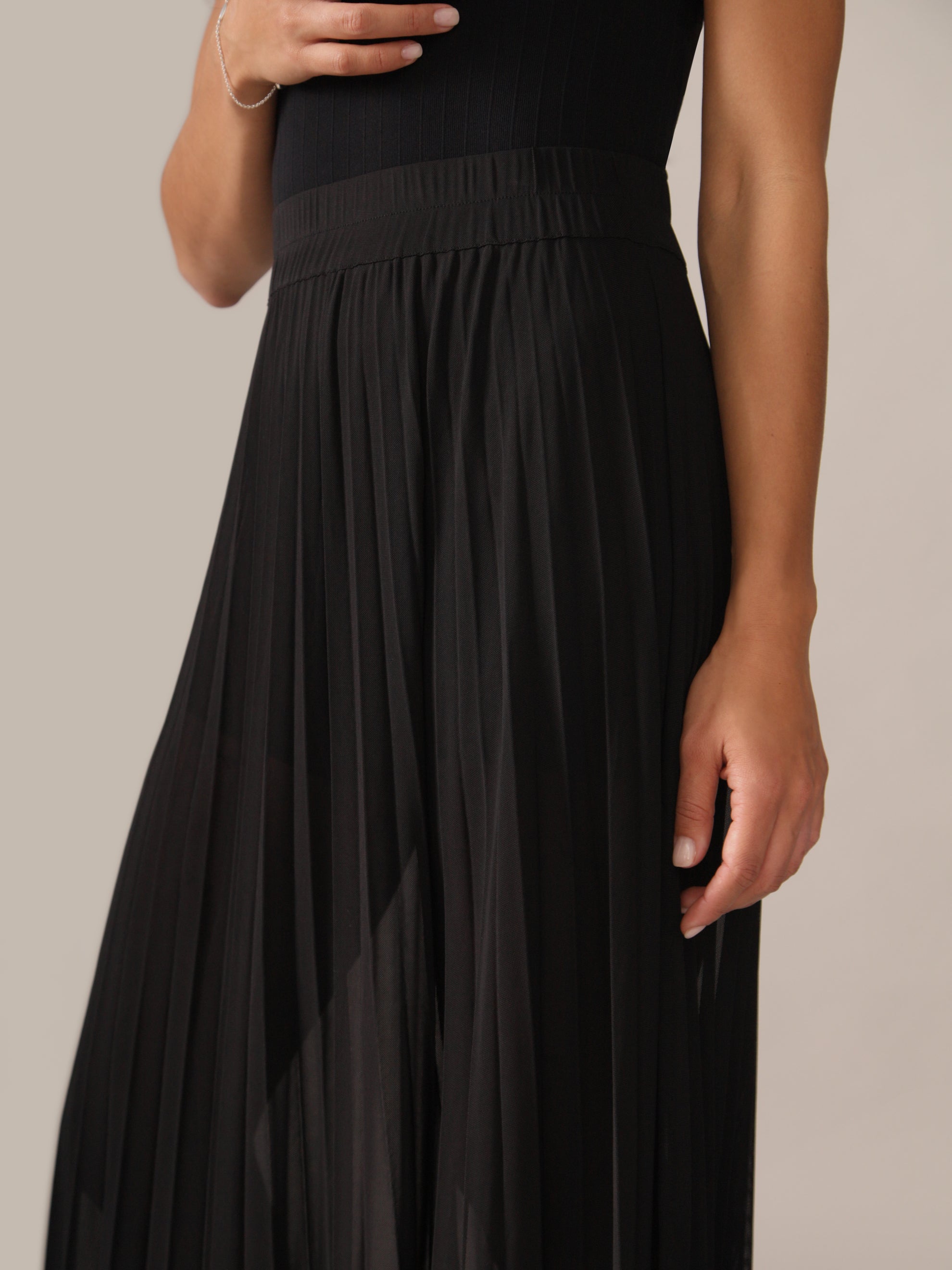 Sheer Mesh Layering Skirt in Black