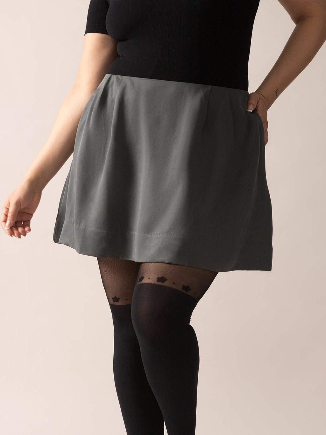 A-Line Eco Twill OTK Skirt in Stormy Green