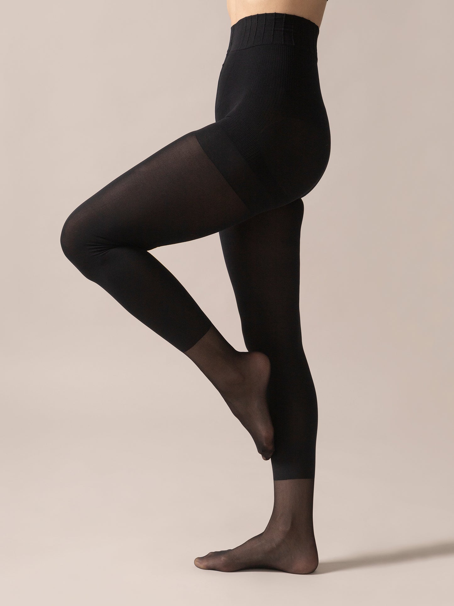 Legging Look Contour shaping Sheer Foot Tights in Black