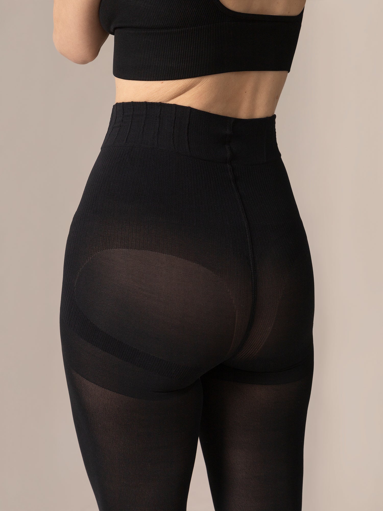 Legging Look Contour shaping Sheer Foot Tights in Black