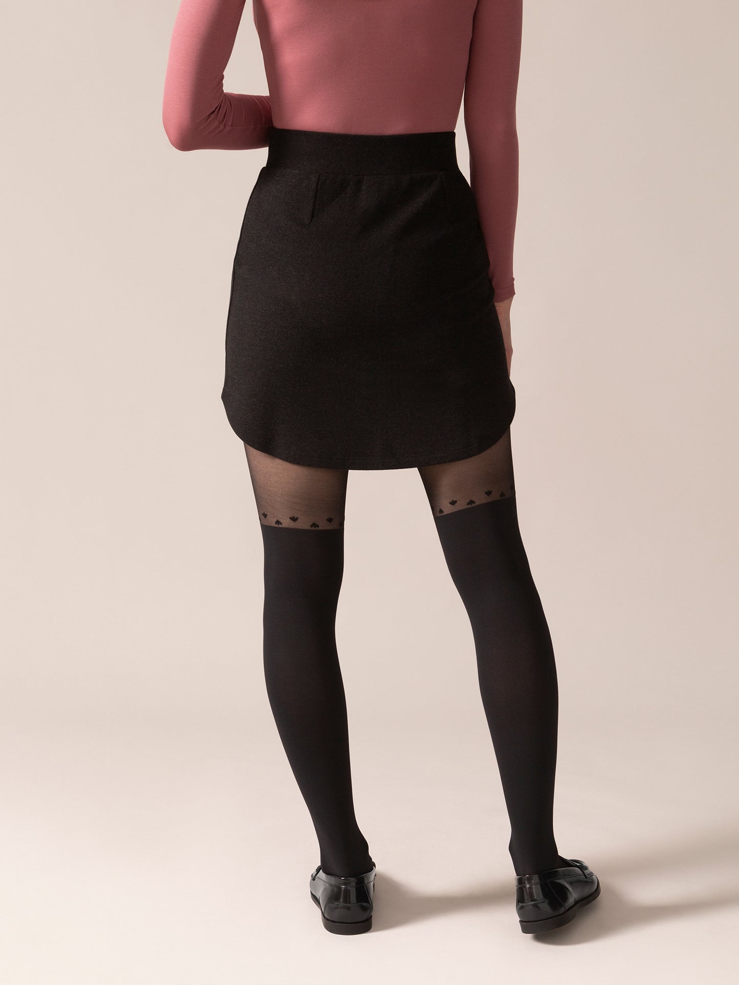 Charcoal Mini Skirt With Tights Brushed Knit