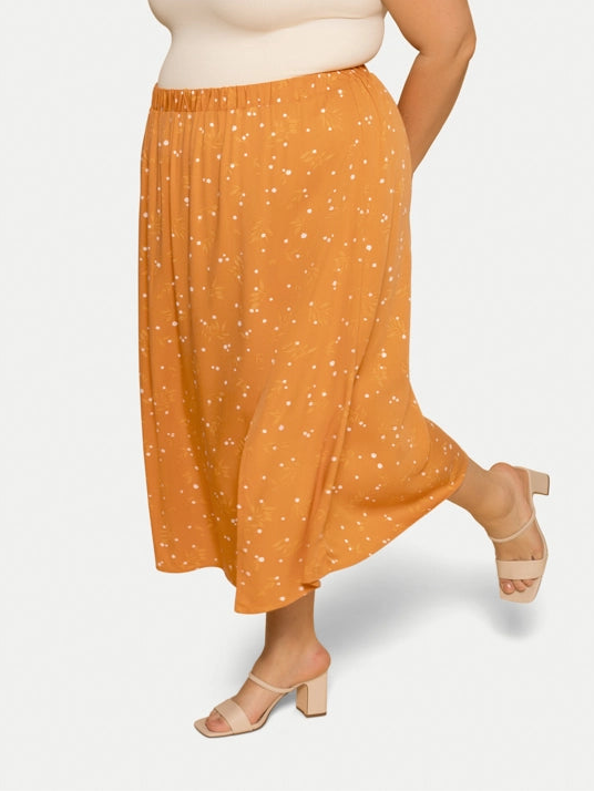 Yellow Lily Fluid Midi Skirt