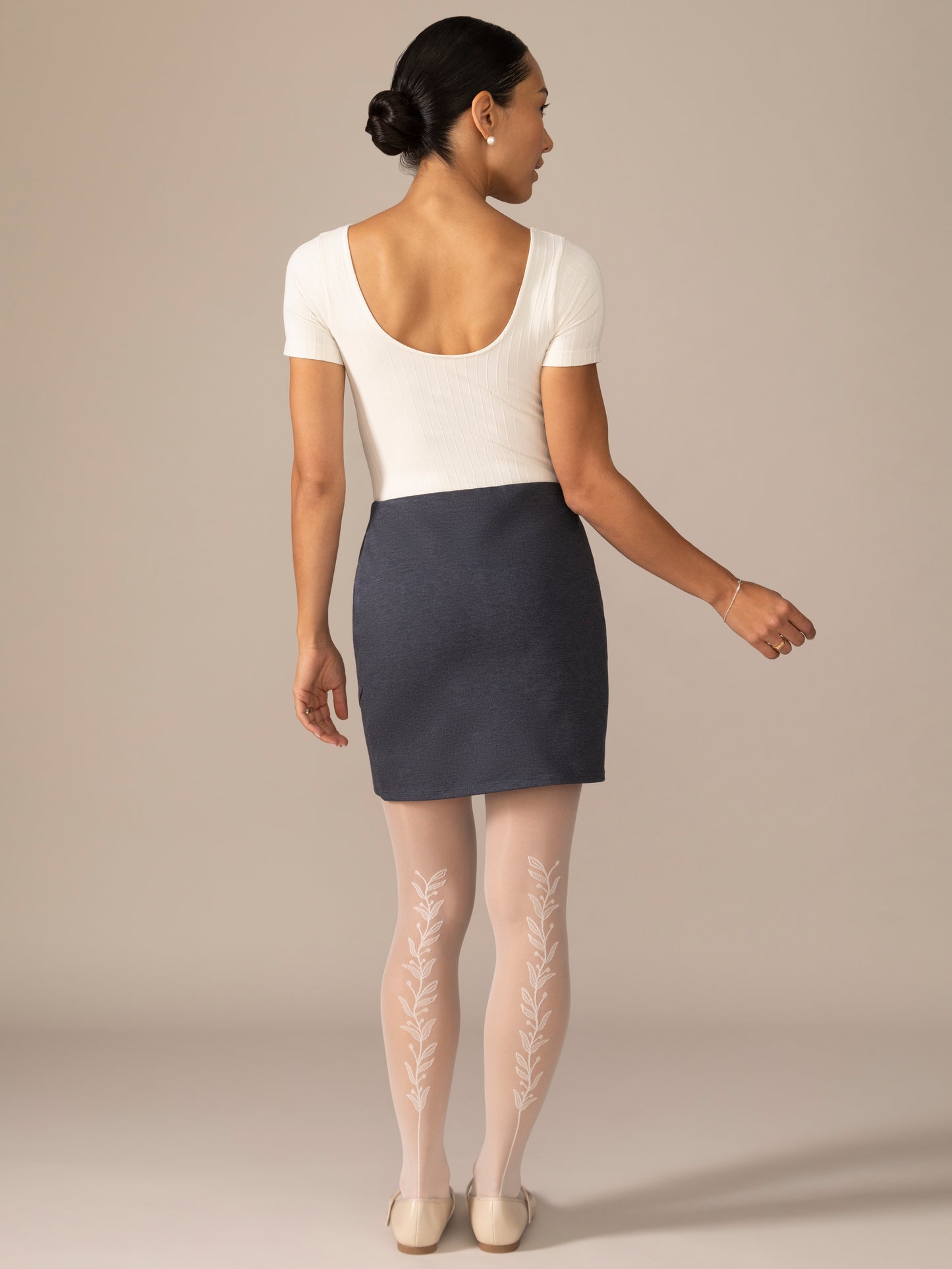 Tulip Ease Knit OTK Skirt in Heather Lake